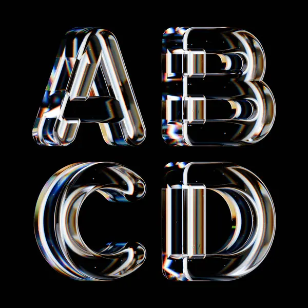 Siyah Arkaplanda Şeffaf Camdan Yapılmış 3d İşlenmiş Harfler