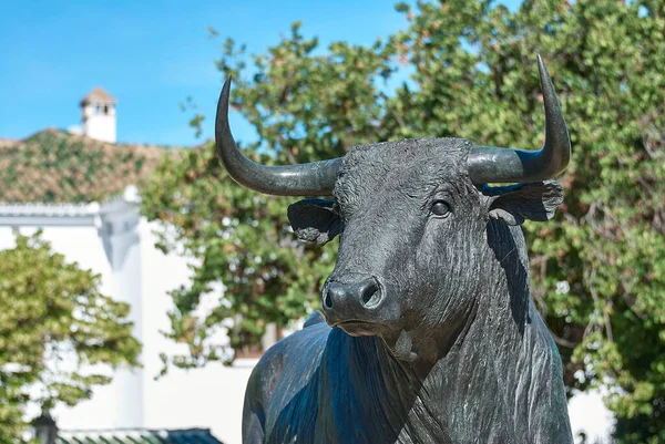 Ronda Spain 2014 Bronze Statue Front Bullfight Arena Ronda Andalusia — Stock Photo, Image