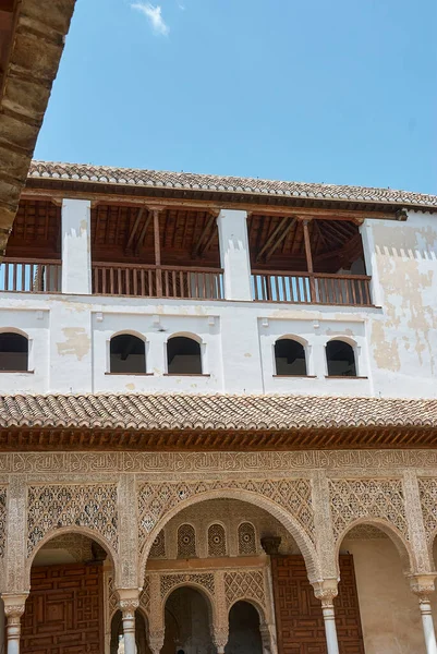 Granada Spain 2014 Ornamental Details Artful Moorish Castle Alhambra Palace — Stock Photo, Image