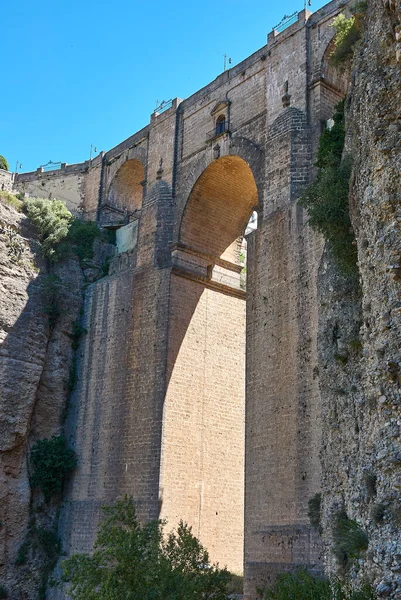 Παλιά Και Αρχαία Γέφυρα Της Ronda Στην Ανδαλουσία Ισπανία Είναι — Φωτογραφία Αρχείου