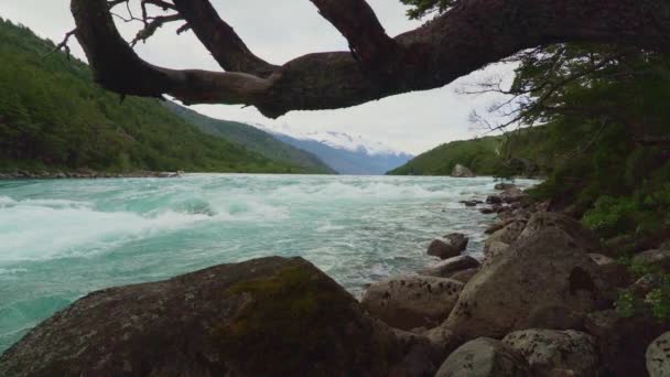 Peřeje Řeky Rio Baker Tyrkysovou Vodou Podél Carretera Austral Patagonia — Stock video