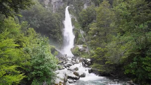 Waterfall Cascada Nutria Carretera Austral Patagonia Chile Valle Exploradores — Wideo stockowe