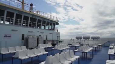 Hornopiren, Chile - 12 27 2018: car ferry crossing the fjords of the carretera austral along the pacific coastline in Patagonia, Chile