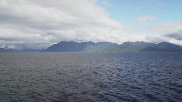 Slow Motion Car Ferry Crossing Fjords Carretera Austral Pacific Coastline — Vídeo de stock
