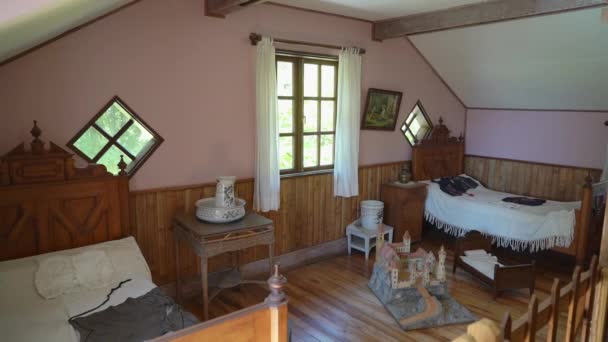 Frutillar Chile 2018 Bedroom Wooden Farm House German Colonial Museum — стоковое видео