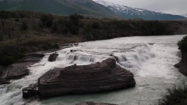 Waterfall Iconic Torres Del Paine National Patagonia Chile South America — Stok video