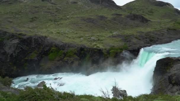 Waterfall Iconic Torres Del Paine National Patagonia Chile South America — Stockvideo