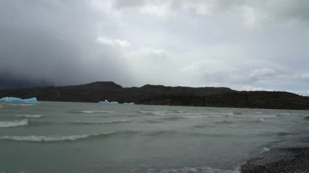 Blue Iceberg Swimming Lago Grey Torres Del Paine National Park — Αρχείο Βίντεο