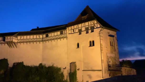 Eisenach Germany 2021 Old German Wartburg Castle Eisenach Illuminated Night — Video