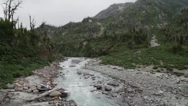 River Running Volcanic Landscape Chaiten Patagonia Chile Carretera Austral South — Video Stock