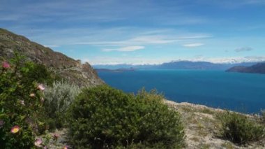 Gök mavisi lago Gölü, Şili ve Arjantin sınırında Patagonya 'daki carretera austral boyunca..