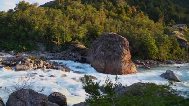 White Water Rapids Rio Baker Patagonia Turquoise Water Carretera Austral — Video Stock