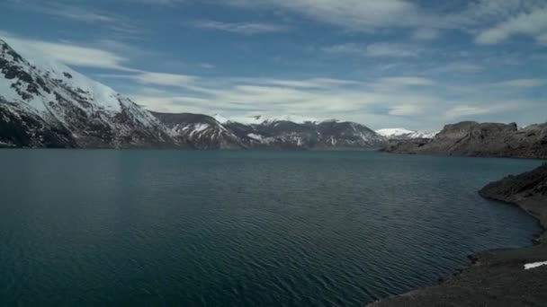 Vue Panoramique Sur Laguna Del Lalja Tranquille Lac Glaciaire Avec — Video