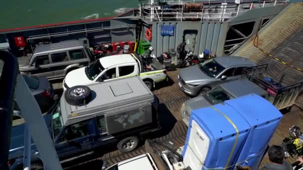Пунта Дельгада Чили 2018 Автомобильный Паром Пересекающий Магелланов Пролив Пунта — стоковое видео
