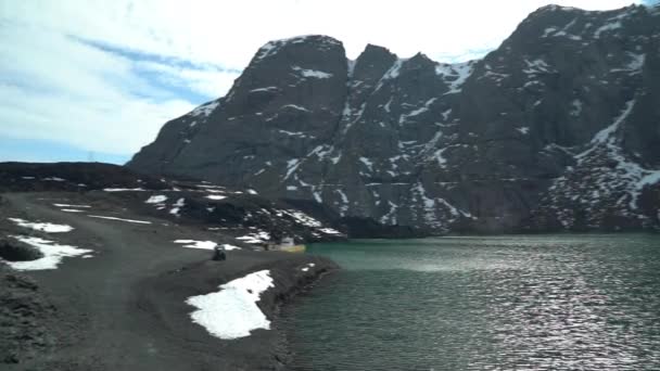Şili Nin Yüksek Dağları Sıradağlarında Turkuaz Suyu Bulunan Buzul Bir — Stok video