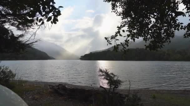 Sunrise Scenic Lake Lago Steffen Patagonia Argentina South America — Stockvideo