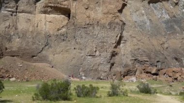 Piedra Parada Gorge, Patagonya 'nın tombul bölgesinde, Arjantin' in dağcılar için popüler bir seyahat merkezi..