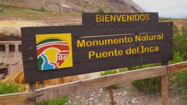 Puente Del Inca Inca Brug Een Natuurlijke Rotsboog Die Een — Stockvideo