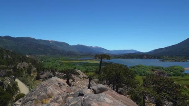 Vackert Landskap Vid Lago Traful Solig Dag Sju Sjöar Regionen — Stockvideo