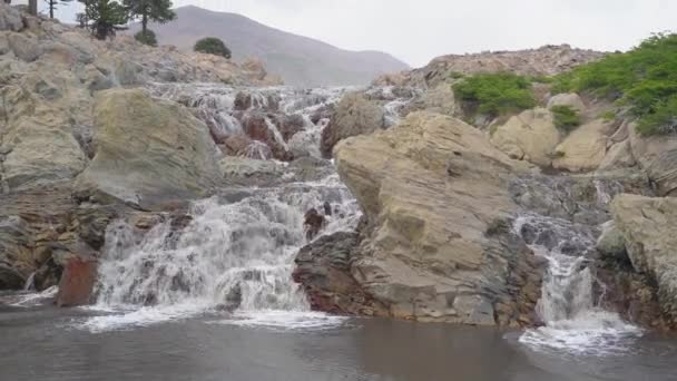 Roter Rost Flussbett Des Rio Agrio Argentinien Rot Durch Vulkanische — Stockvideo