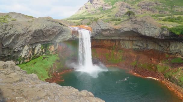 Cachoeira Rio Agrio Patagônia Neuquen Parque Provincial Copahue Com Rochas — Vídeo de Stock
