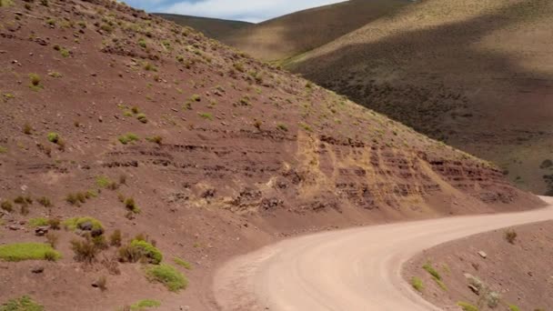 Dusty Gravel Road Iconic Ruta Leading Arid Desert Argentina — Stock Video