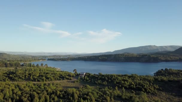 Vista Aérea Bosque Araucaria Volcán Batea Mahuida Lago Alumine Región — Vídeo de stock