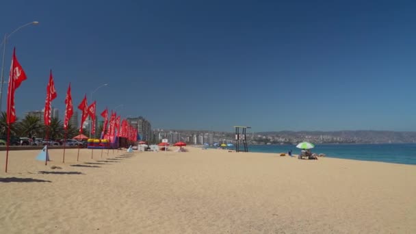 Playa Arena Del Océano Pacífico Costa Chile Entre Valparaíso Vina — Vídeo de stock