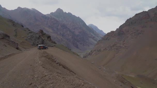 Paso Libertadores Hranici Andes Mezi Chile Argentinou Klikaté Štěrkové Cesty — Stock video