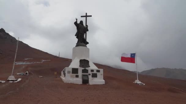 Mendoza Argentyna 2019 Pomnik Cristo Redentora Granicy Między Chile Argentyną — Wideo stockowe