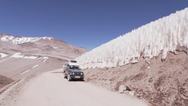 Сухий Посушливий Мальовничий Пейзаж Гори Негра Між Чилі Аргентиною Через — стокове відео