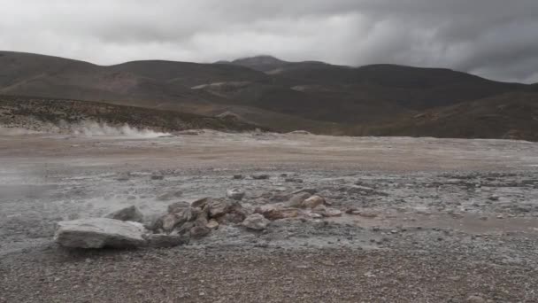 Puchuldiza Área Geotérmica Ativa Alto Dos Andes Montanhas Chile Com — Vídeo de Stock