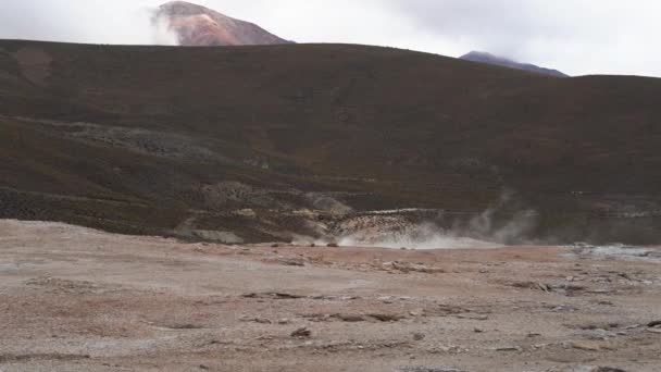 Puchuldiza Área Geotérmica Ativa Alto Dos Andes Montanhas Chile Com — Vídeo de Stock