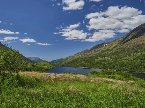 Landschap Van Iconische Glencoe Schotse Hooglanden Een Zonnige Dag Met — Stockfoto