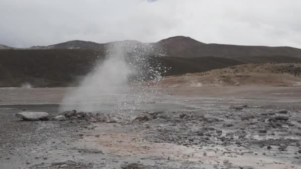 Puchuldiza Ett Geotermiskt Aktivt Område Högt Uppe Chiles Södra Berg — Stockvideo