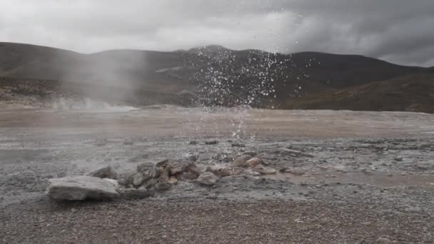 Puchuldiza Geothermal Active Area High Andes Mountains Chile Lots Geysers — Stock Video