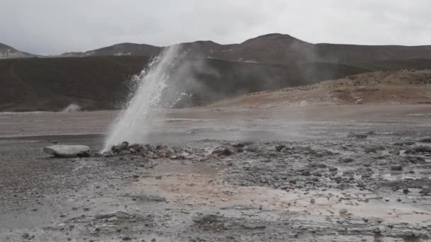 Пучулдиса Геотермально Активная Область Высоко Горах Чили Большим Количеством Гейзеров — стоковое видео