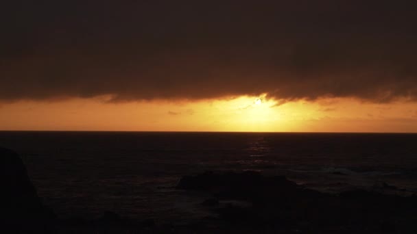 Romantic Sunset Rocky Coastline Pacific Ocean Atacama Desert Chile — Stock Video