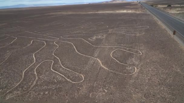 ペルーの砂漠の有名なナスカ線は人気のある旅行先で未解決の謎です — ストック動画