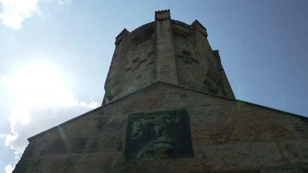 古老的俾斯麦塔是沿着德国Tecklenburg附近的Teutoschleifen远足小径的一个历史性地标 — 图库视频影像