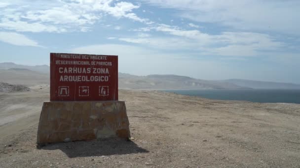 Ondas Que Esmagam Terra Parque Nacional Paracas Peru Localizado Borda — Vídeo de Stock