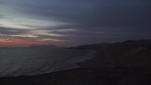 Sunset Golden Light Paracas National Reserves Peru Coastline Pacific Ocean — Stock Video