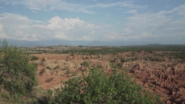 Βαριά Διάβρωση Του Τοπίου Στην Έρημο Tatacoa Στην Κολομβία Νότια — Αρχείο Βίντεο