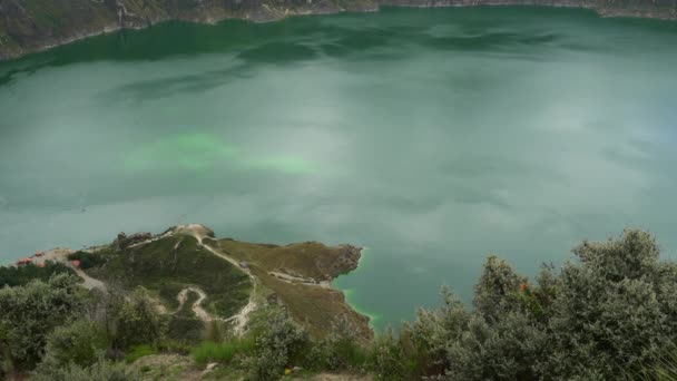Antenn Laguna Quilotoa Quilotoa Loop Andes Bergen Ecuador Smaragd Grön — Stockvideo