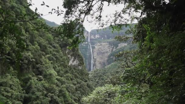Cataratas Gocta Catarata Del Gocta São Cachoeiras Perenes Com Duas — Vídeo de Stock
