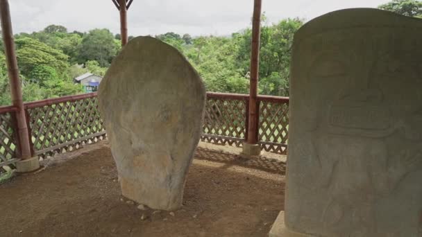 콜롬비아 2019 스틴은 콜롬비아에서 인기있는 여행지이며 콜롬비아 이전의 거대한 조각이있는 — 비디오