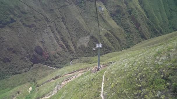 Kuelap Pérou 2019 Téléphérique Sur Une Gorge Profonde Dans Les — Video