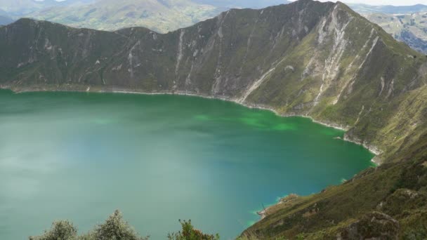 Laguna Quilotoa Jezioro Kraterowe Wypełnione Wodą Najbardziej Zachodni Wulkan Andach — Wideo stockowe