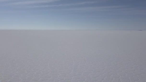 Luftaufnahme Des Salar Uyuni Salzsees Rund Die Isla Pescado Fischinsel — Stockvideo