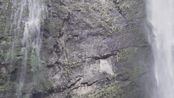 Gocta Cataract Catarata Del Gocta Zijn Meerjarige Watervallen Met Twee — Stockvideo